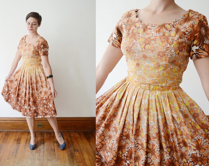 1950s Autumn Daisy Dress - S/M