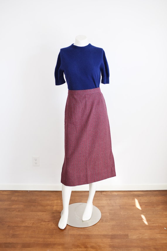 1950s Handmade Plaid Grey and Red Skirt - S - image 5