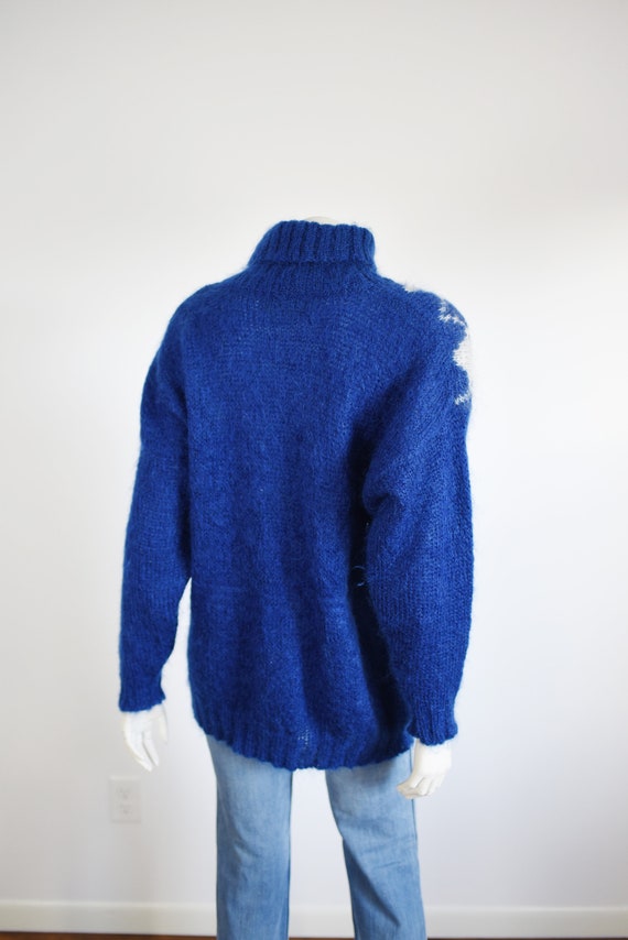 1980s Mohair Blue Argyle Sweater - L/XL - image 4