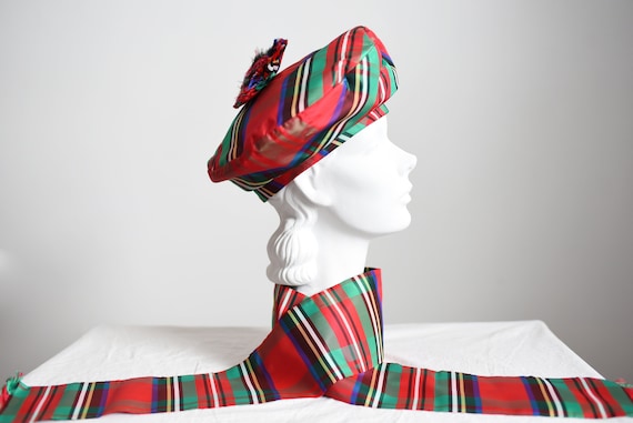 1960s Red Plaid Beret