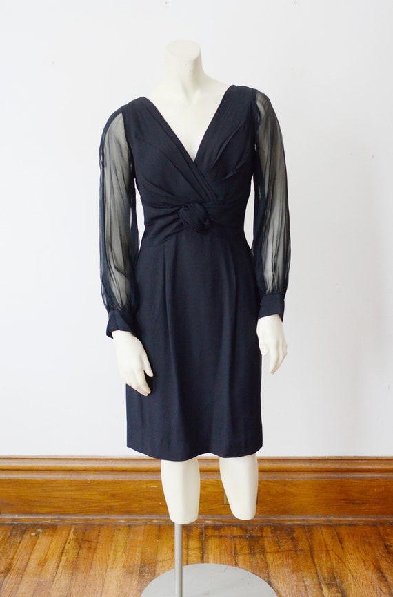 1960s Black Cocktail Dress - S - image 2