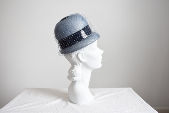 1960s Blue Straw Bubble Hat