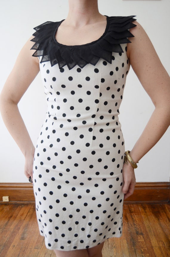 1960s Black and White Polka Dot Dress - XS/S - image 6