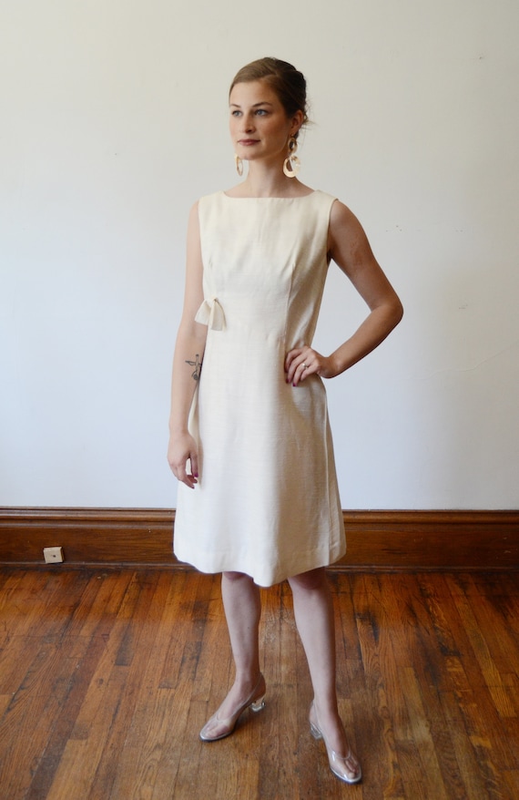 1960s Cream Shift Dress - XS - image 2