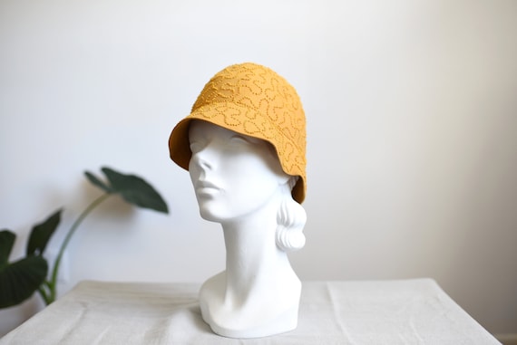 1960s Mustard Wool Cloche Hat