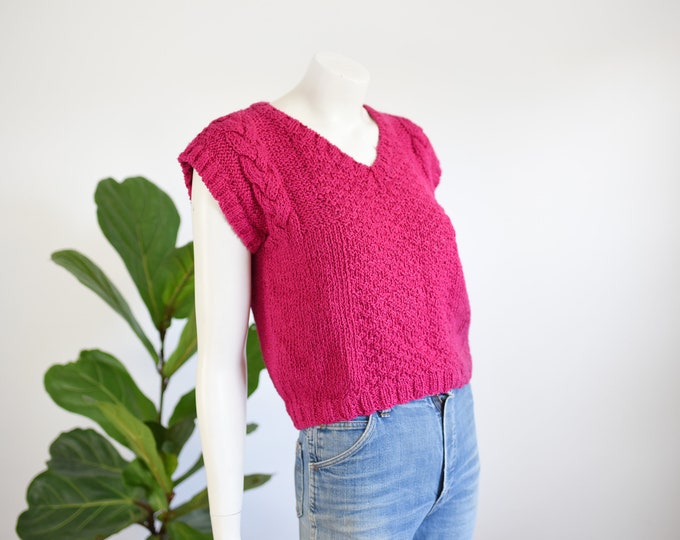 SALE 80s Fuchsia Knit Top - S/M