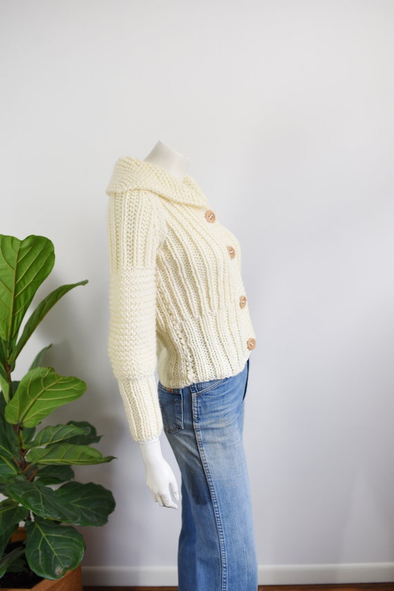 70s Handknit Cropped Cardigan - XS/S - image 3