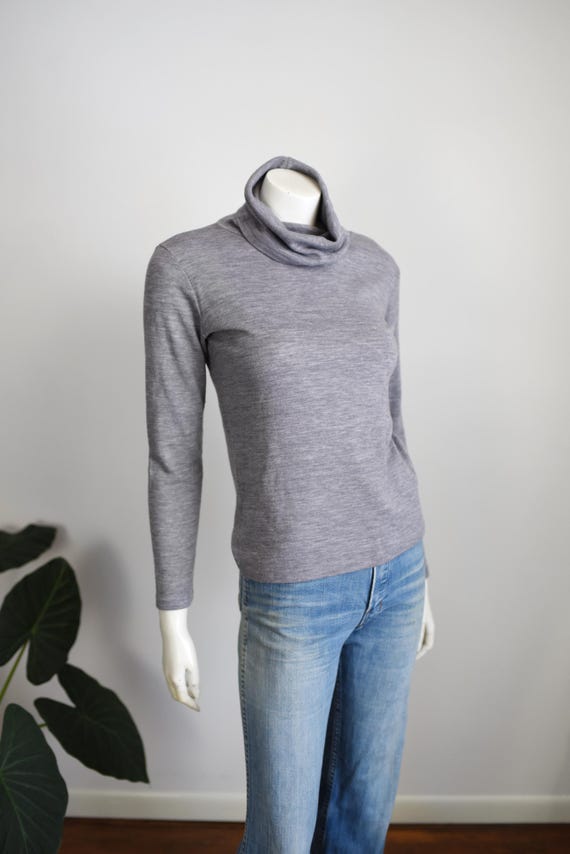 1970s Grey Turtleneck Sweater - S