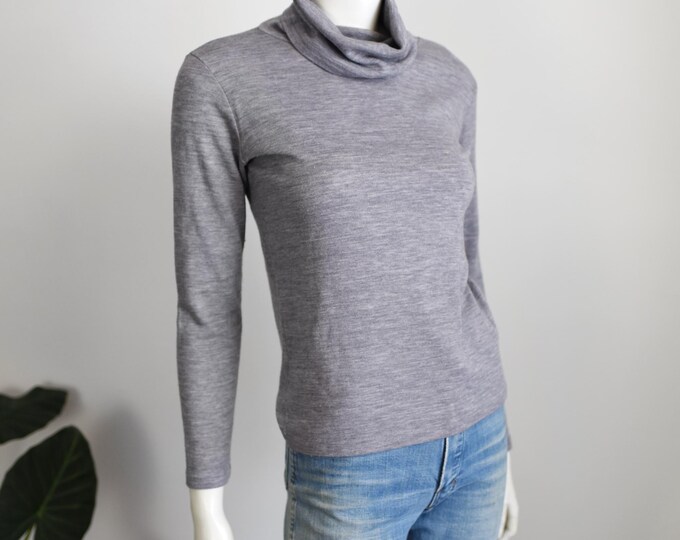 1970s Grey Turtleneck Sweater - S