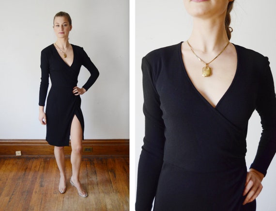 black jersey wrap dress