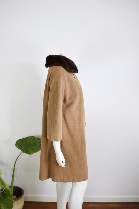 1950s Jacobsons Brown Wool Coat with Mink Collar … - image 5