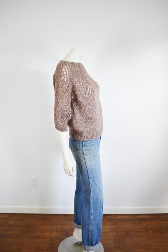 Brown Handknit Sweater - S/M - image 3