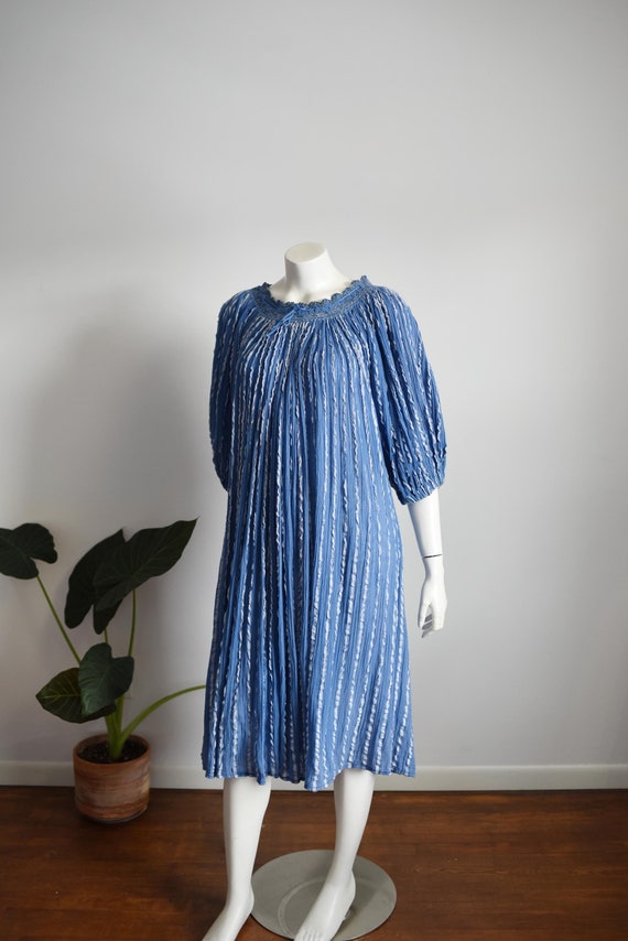 70s Grecian Blue Gauze Dress - S/M/L