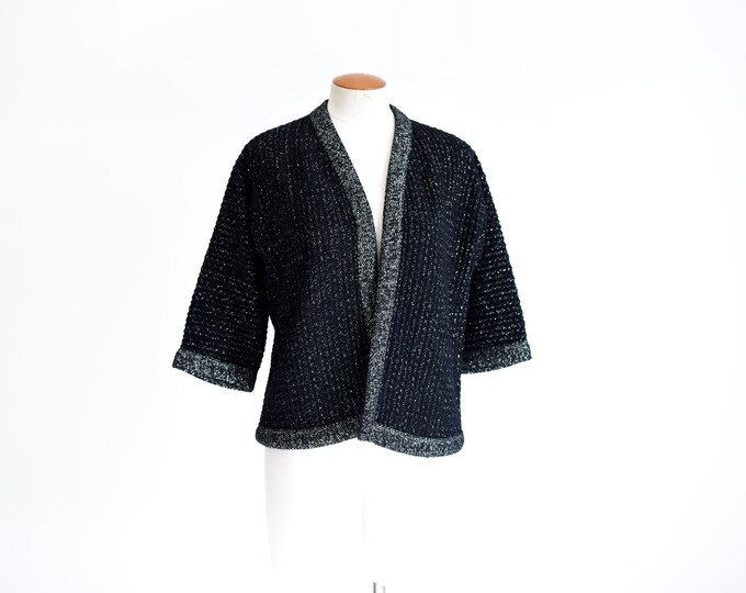 1960s Black and Silver Cardigan - M