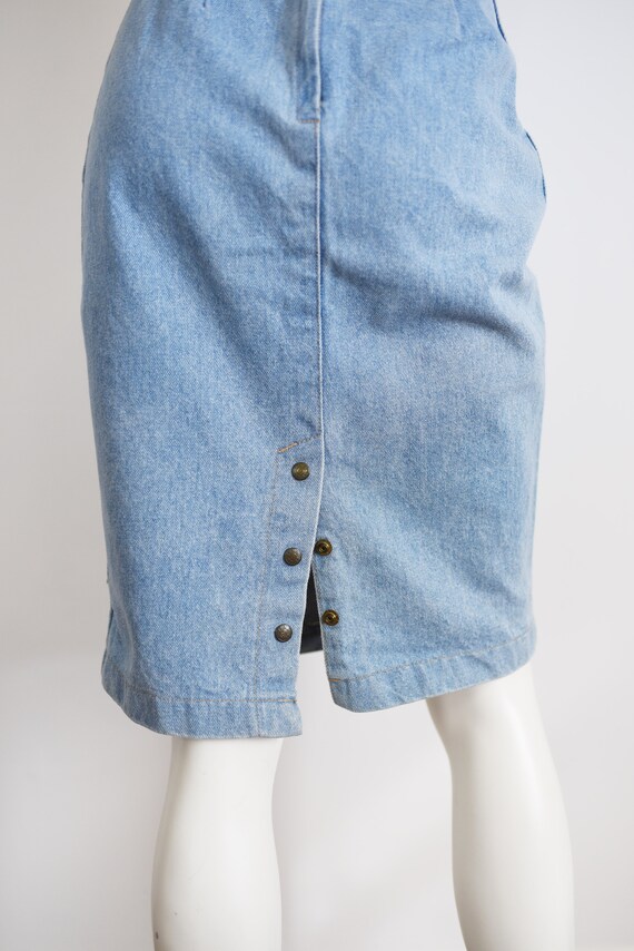 1980s Light Blue Denim Skirt - XS - image 3