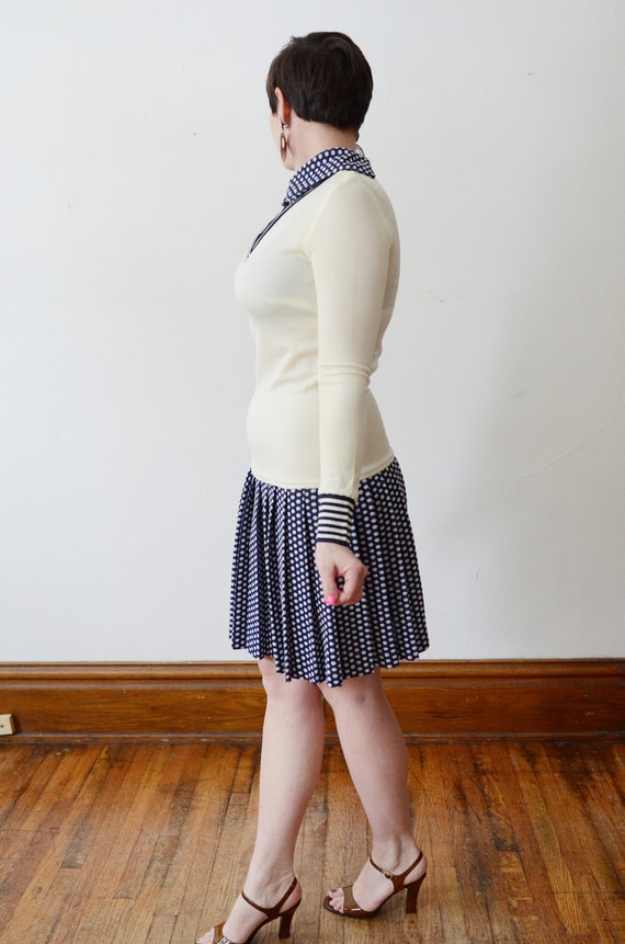 1960s Polka Dot Drop-Waist Dress - S - image 3