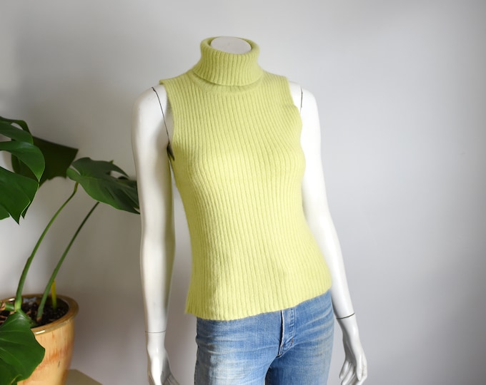 2000s Lime Green Angora Sweater - XS