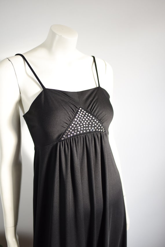 1970s Black Disco Maxi Dress - XS - image 6