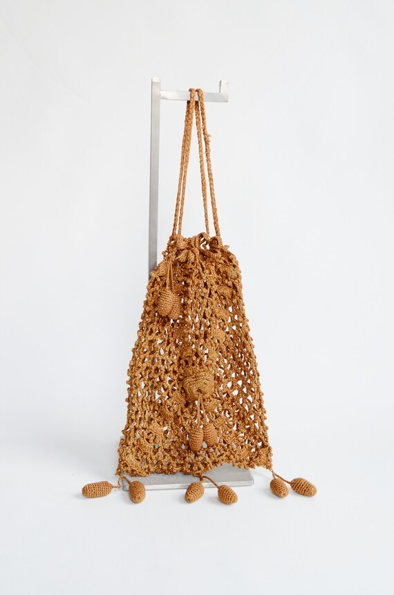 Edwardian Golden Brown Crochet Purse - image 3