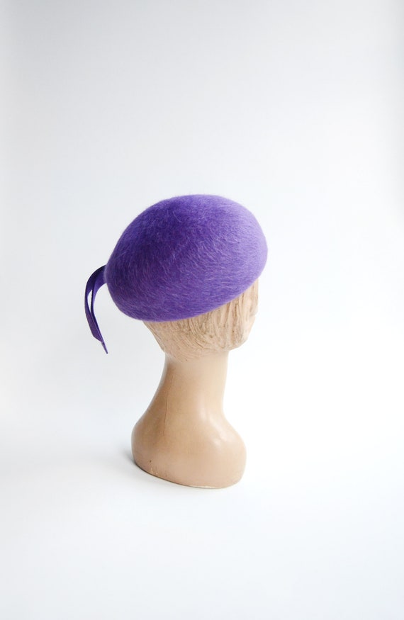 1960s Purple Mohair Beret Hat - image 6