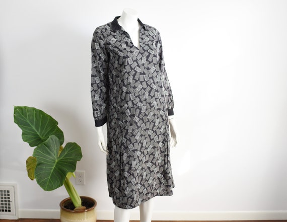 1920s Cotton Art Deco Dress - S