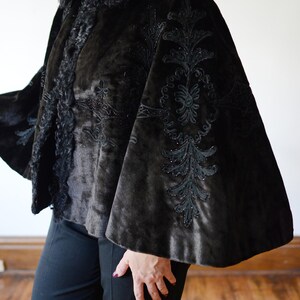 Edwardian Velvet and Curly Lamb Cape OSFM image 6