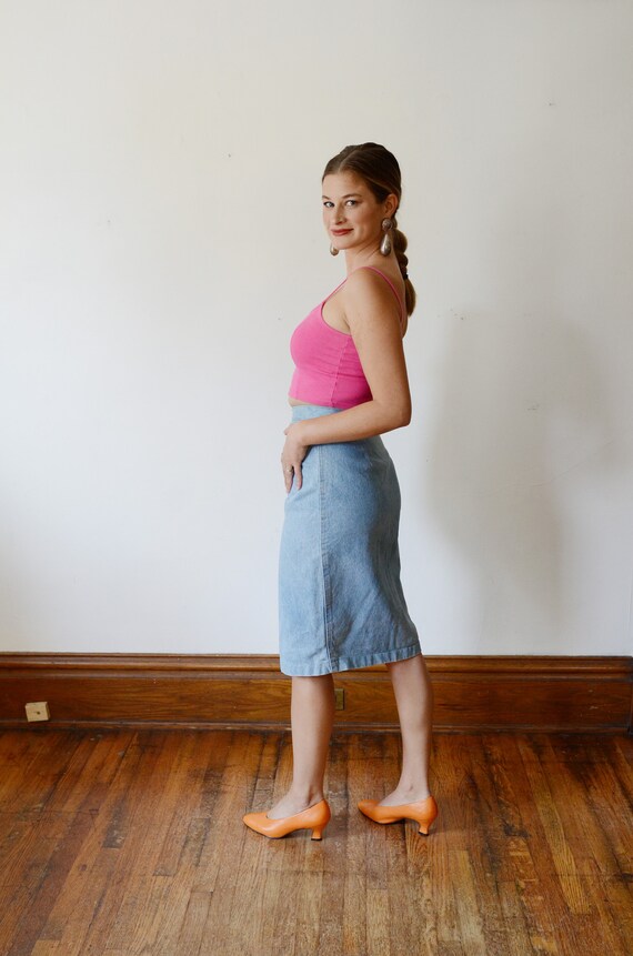 1980s Light Blue Denim Skirt - XS - image 9