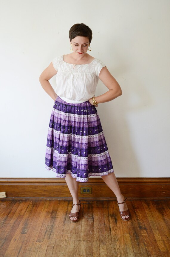 1950s Purple Pleated Skirt - XS/S - image 9