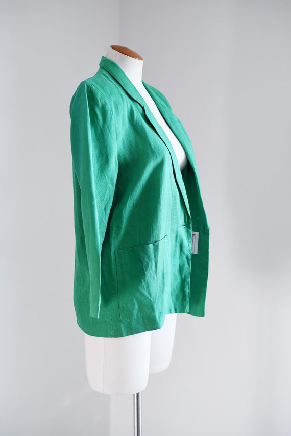 90s Kelly Green Linen Blazer - S - image 6