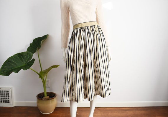 1950s Cotton Striped Skirt - S