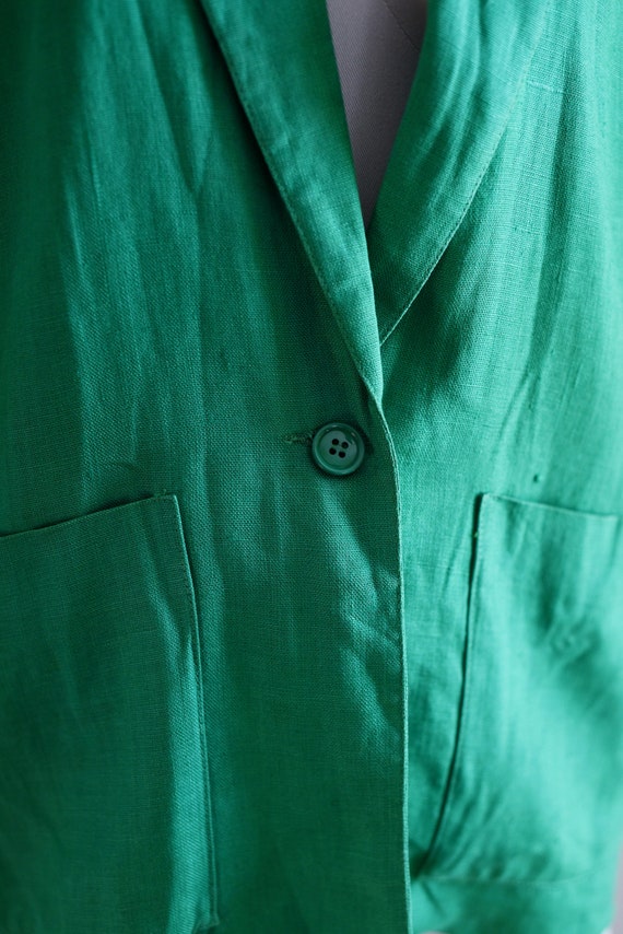 90s Kelly Green Linen Blazer - S - image 4