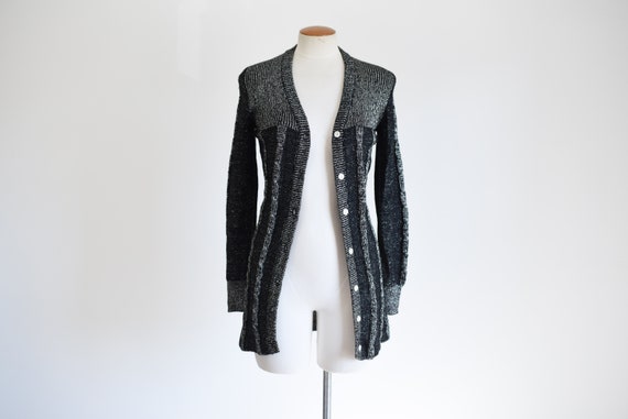 1970s Silver Lurex and Wool Cardigan - S/M - image 1