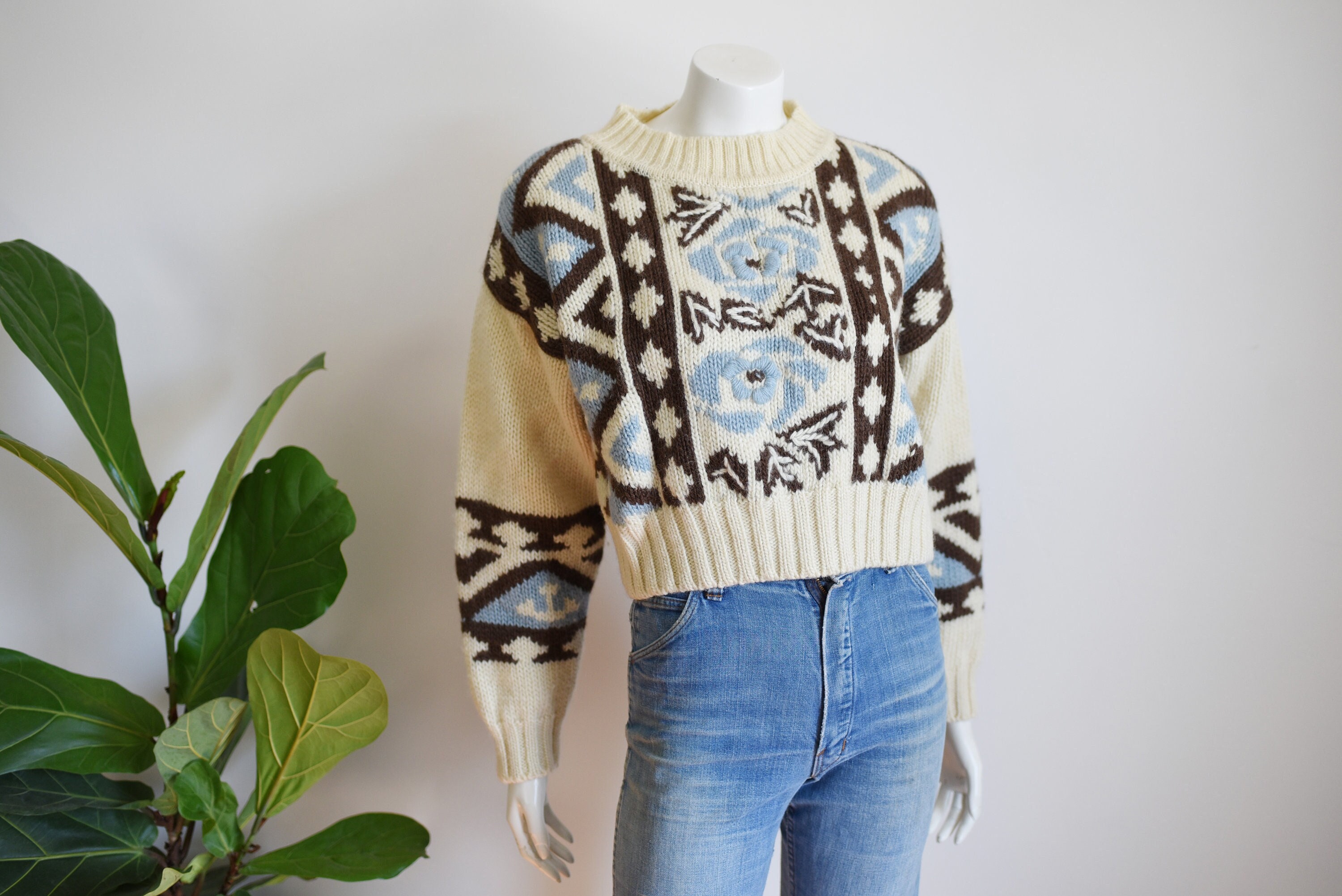 Esprit 80s 90s Cropped Ski Sweater M