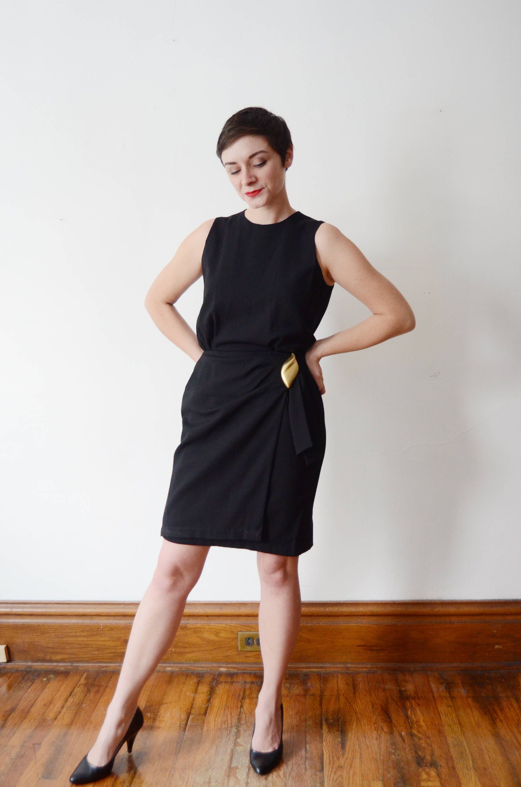 Black 1980s Jones New York Cocktail Dress S/M