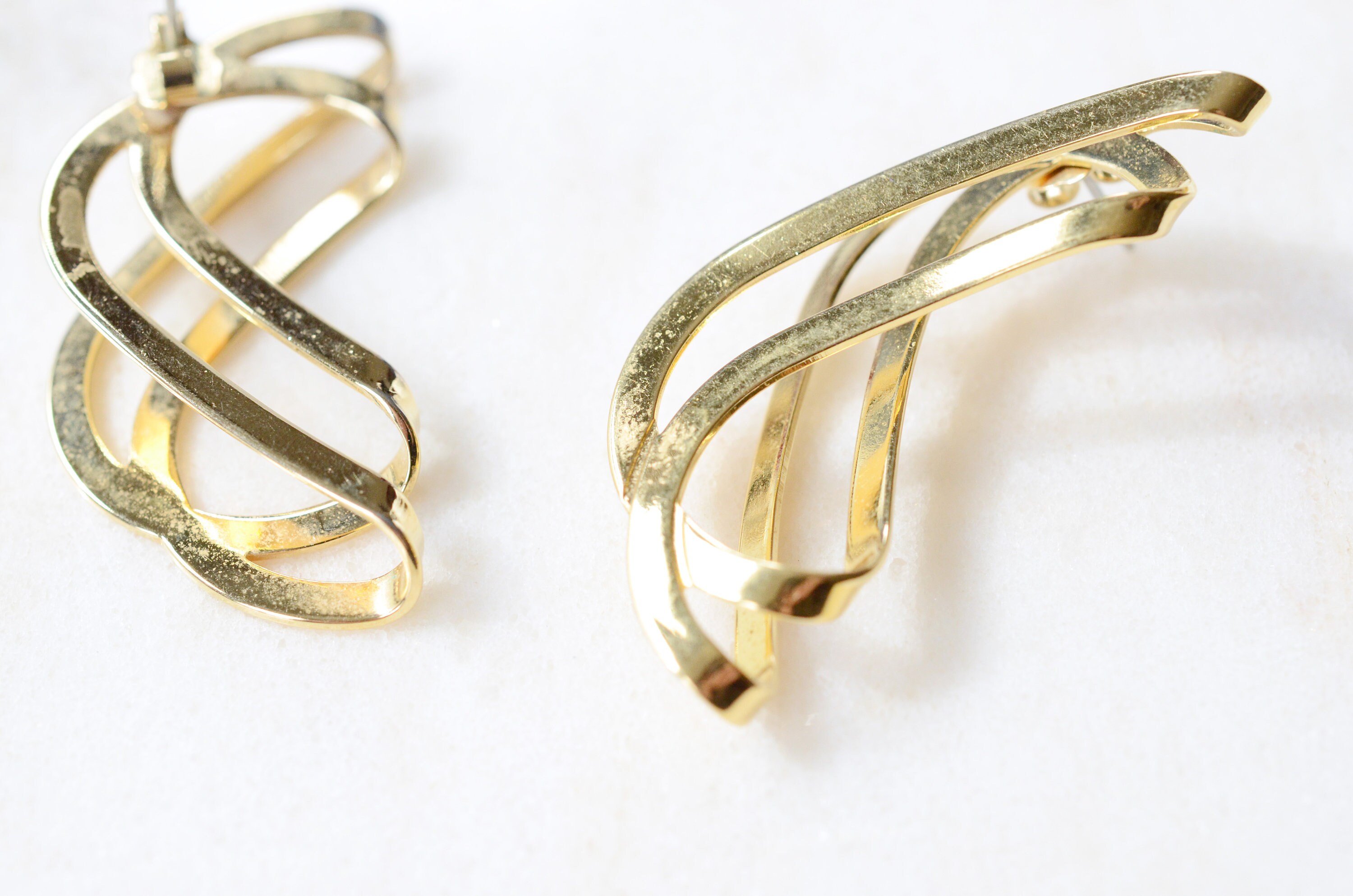 Vintage Gold Spiral Earrings