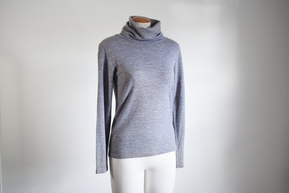 1970s Grey Turtleneck Sweater - S - image 1