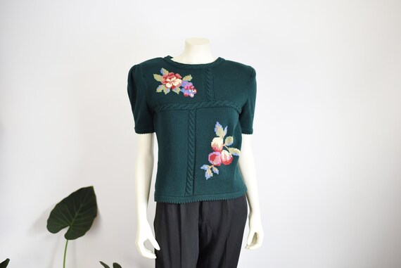 1990 Susan Bristol Floral Sweater - S