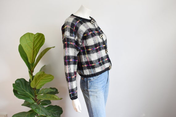 90s Plaid Mohair Cropped Cardigan - S/M - image 5