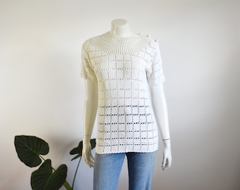 SALE 1980s Cotton Crochet Top - S