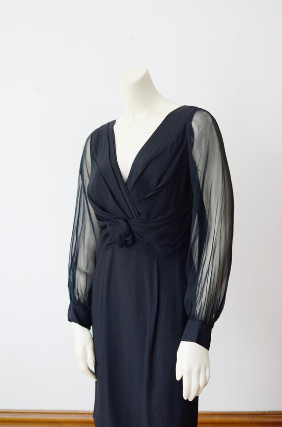 1960s Black Cocktail Dress - S - image 3