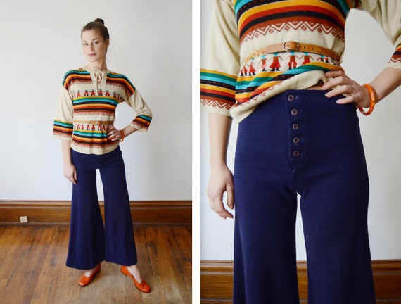 1970s Knit Bell Bottoms - XS