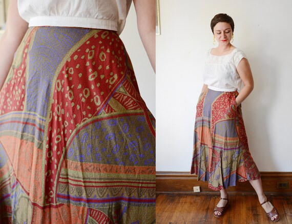 1990s Rayon Bias Cut Skirt - S/M