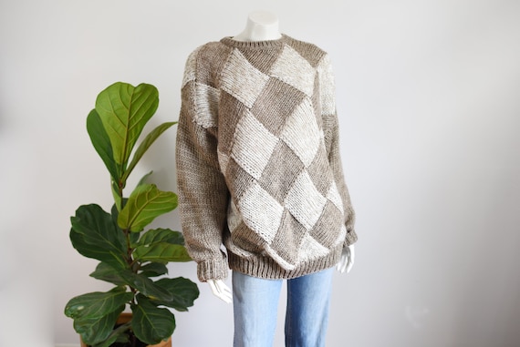 80s Basket Weave Sweater - XL