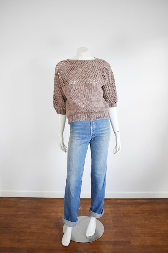 Brown Handknit Sweater - S/M - image 4