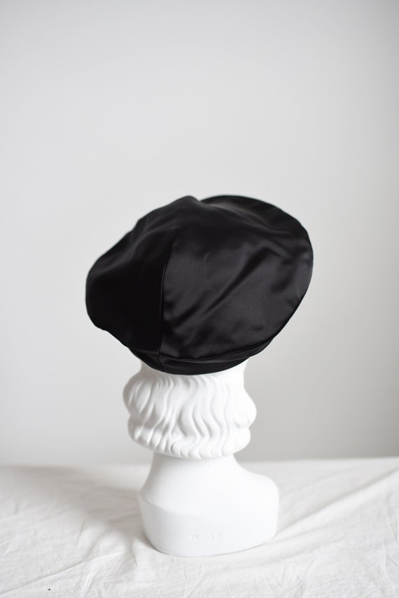 60s Frank Olive Black Satin Beret - image 5