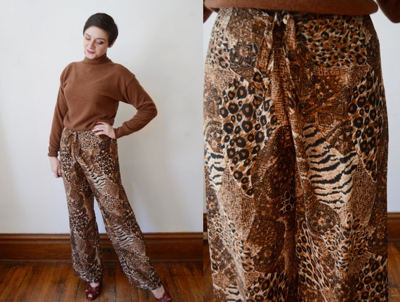 1990s Sheer Animal Print Pants - S/M