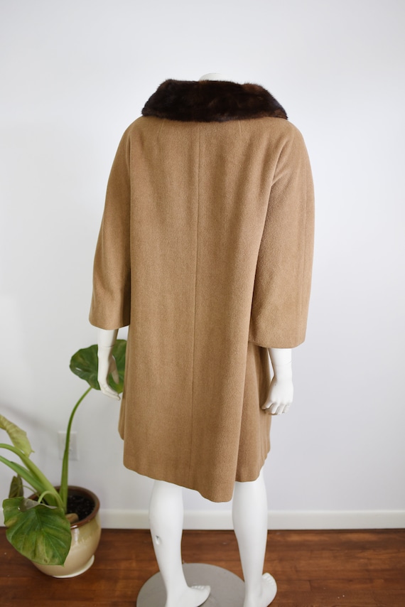 1950s Jacobsons Brown Wool Coat with Mink Collar … - image 7