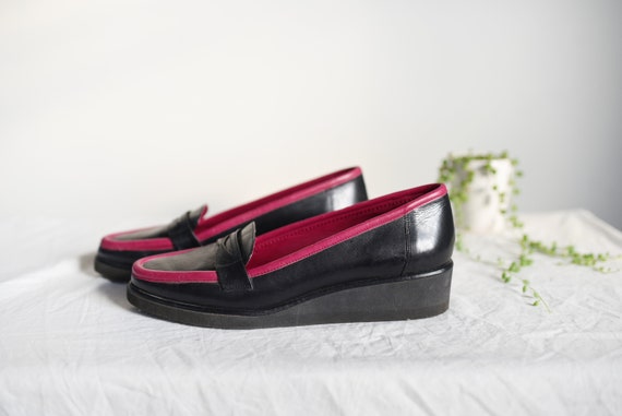 1980s Fuchsia and Black Platform Loafers - - image 7