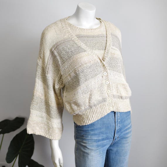 80s Liz Claiborne Knit Top and Cardigan - M