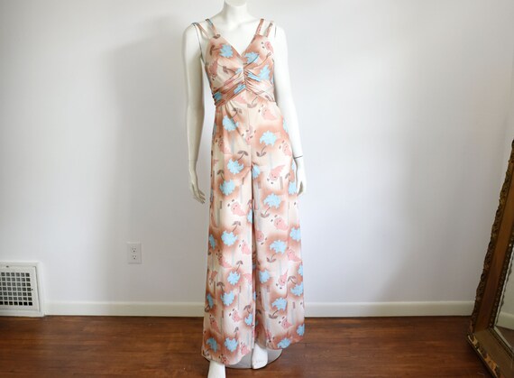 1970s Art Deco Polyester Jumpsuit - XS/S